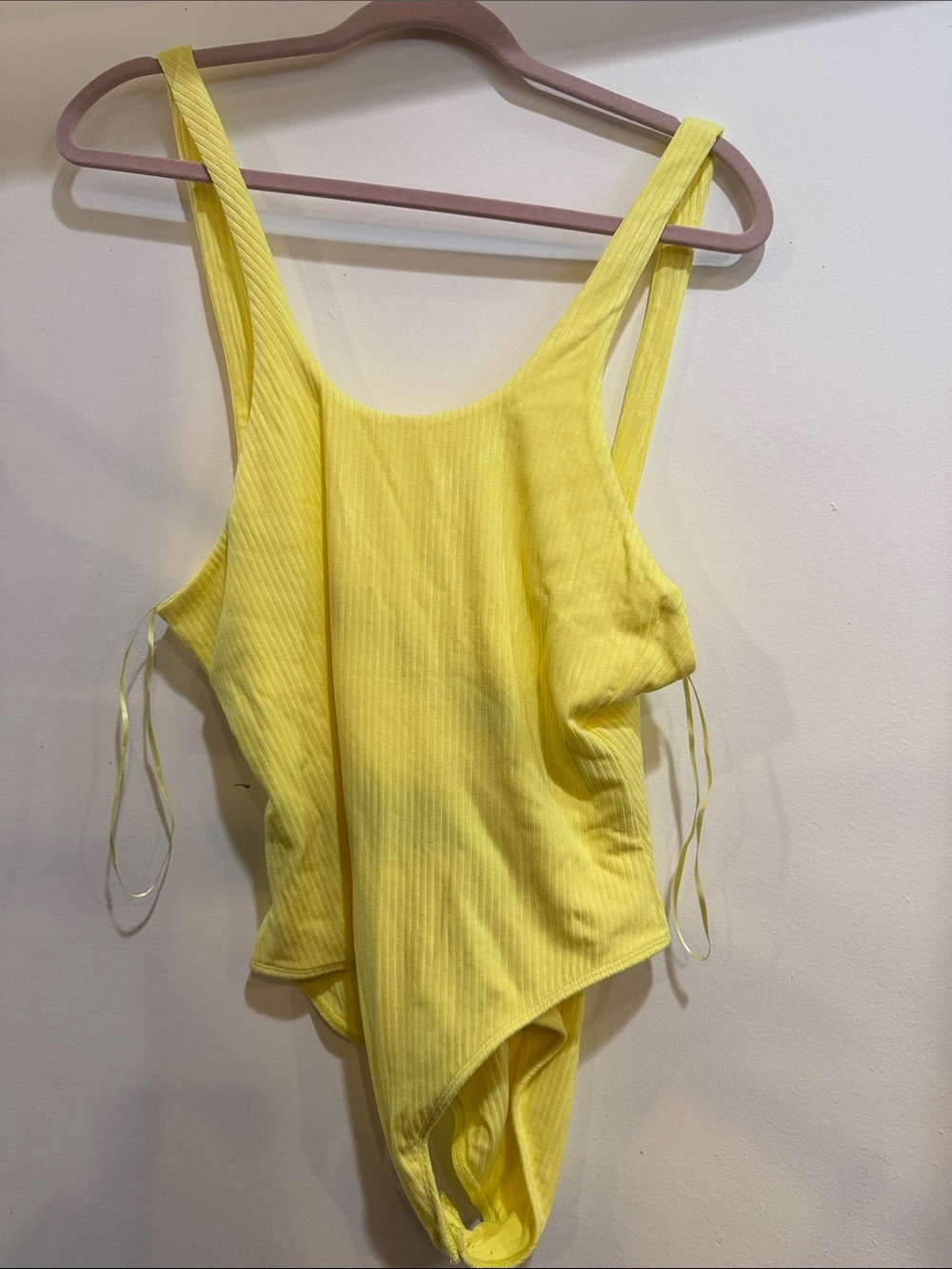 Yellow Ribbed One-Piece Leotard